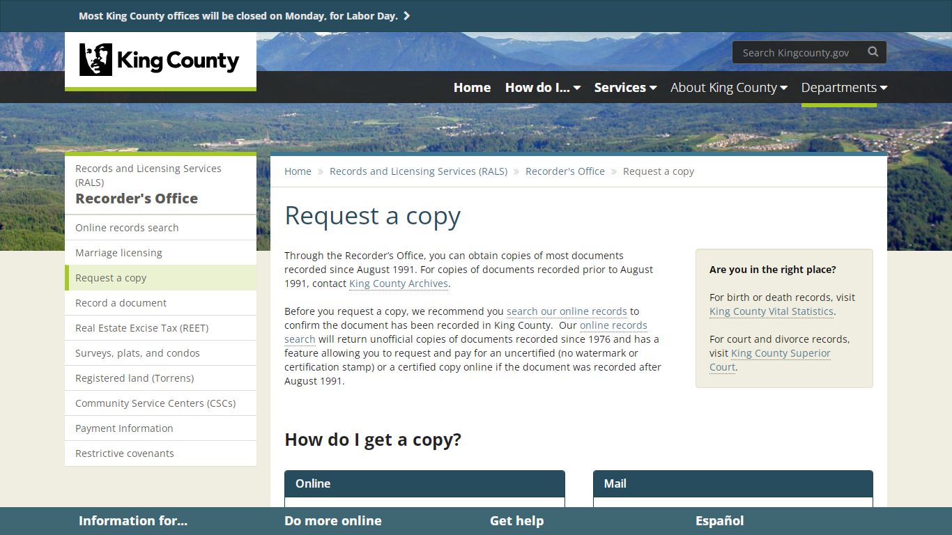 Request a copy - King County